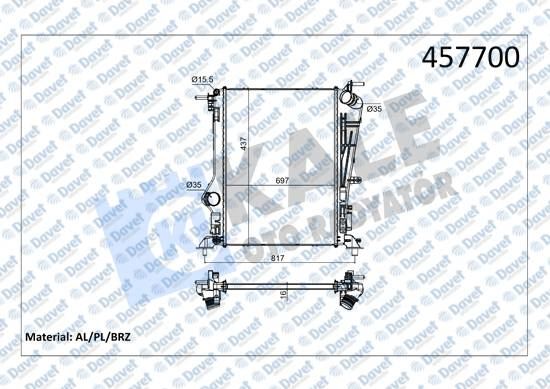 KALE 0505181AB Su Radyatoru Renault Megane Iv 1.5 K9k Bluedci Euro 6 Brazing 697×437x4x16 Oe Urun